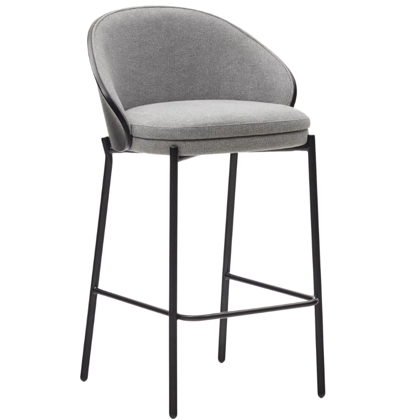 Šedá čalouněná barová židle Kave Home Eamy II. 65 cm Kave Home
