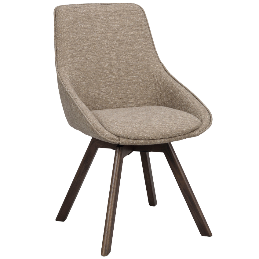 Tmavě béžová otočná jídelní židle ROWICO ALISON s hnědou podnoží Rowico