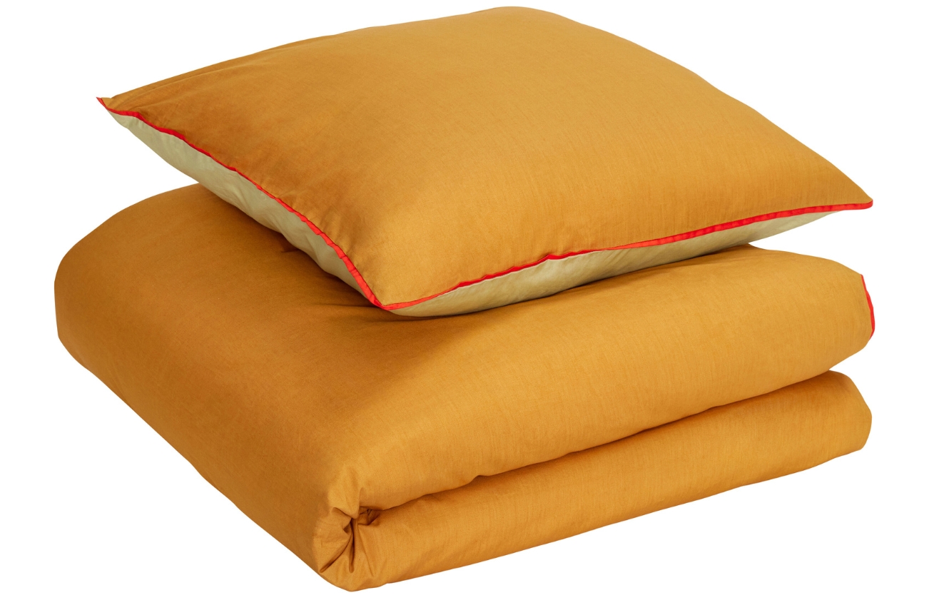 Oranžovo-zelená bavlněná sada povlečení Hübsch Aki II. 140 x 200 cm Hübsch