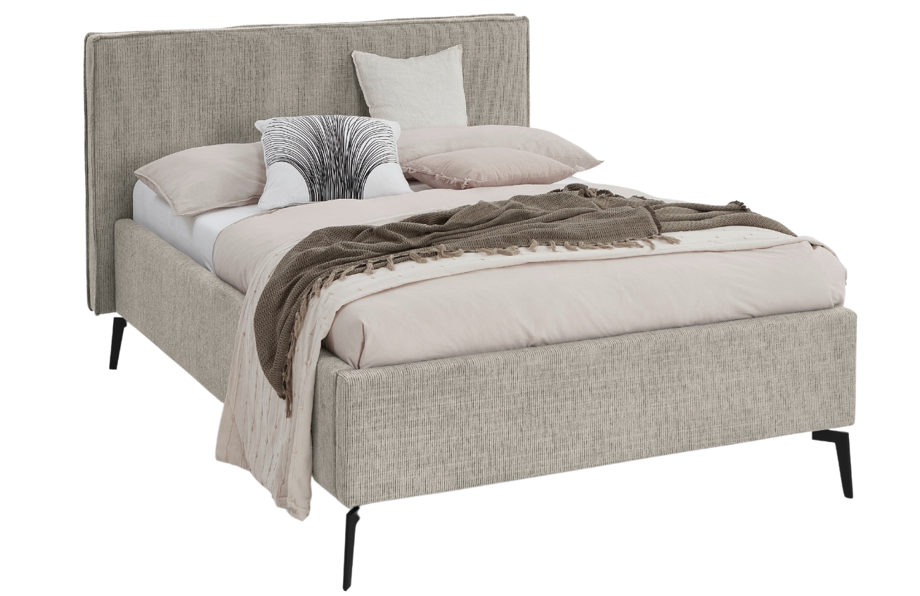 Krémová čalouněná dvoulůžková postel Meise Möbel Riva 140 x 200 cm s úložným prostorem Meise Möbel