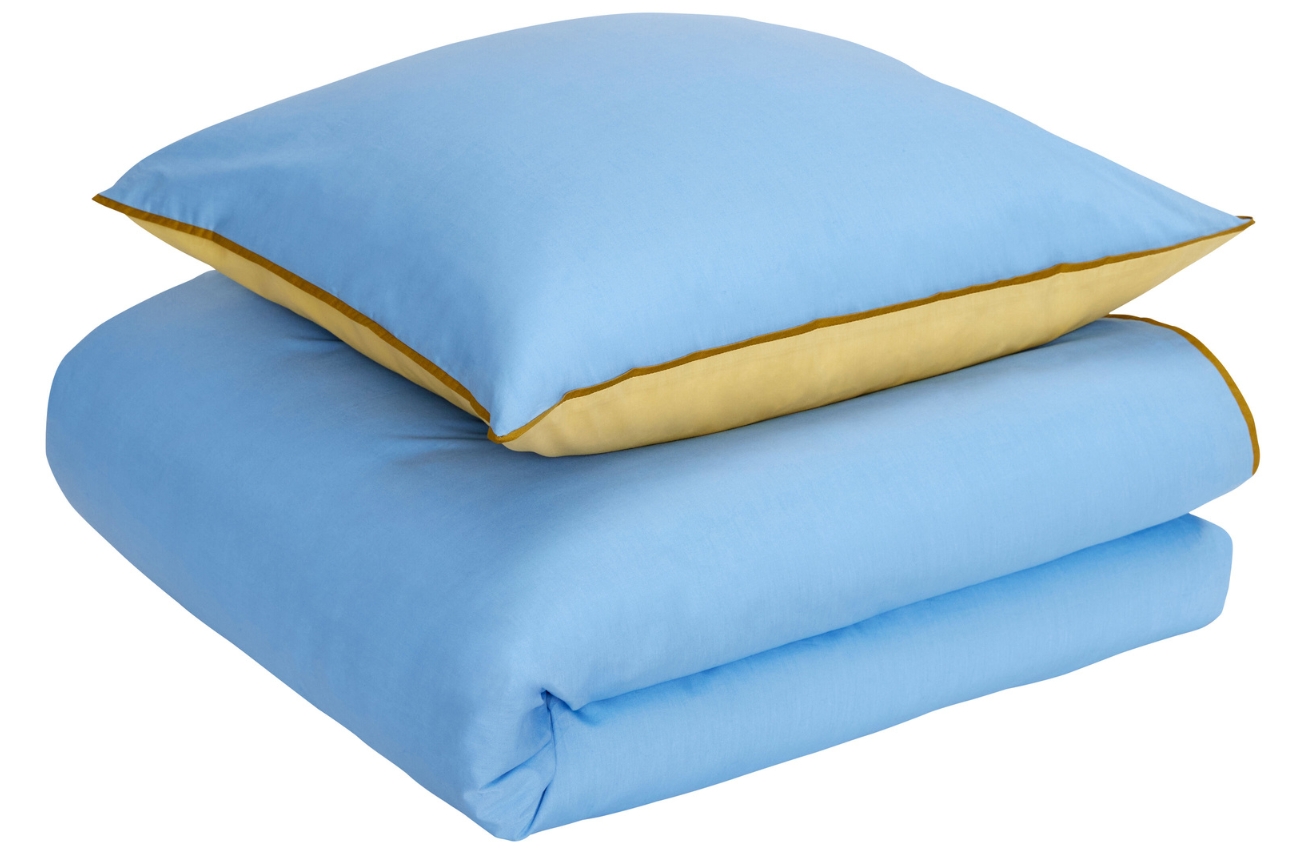 Modro-žlutá bavlněná sada povlečení Hübsch Aki II. 140 x 200 cm Hübsch