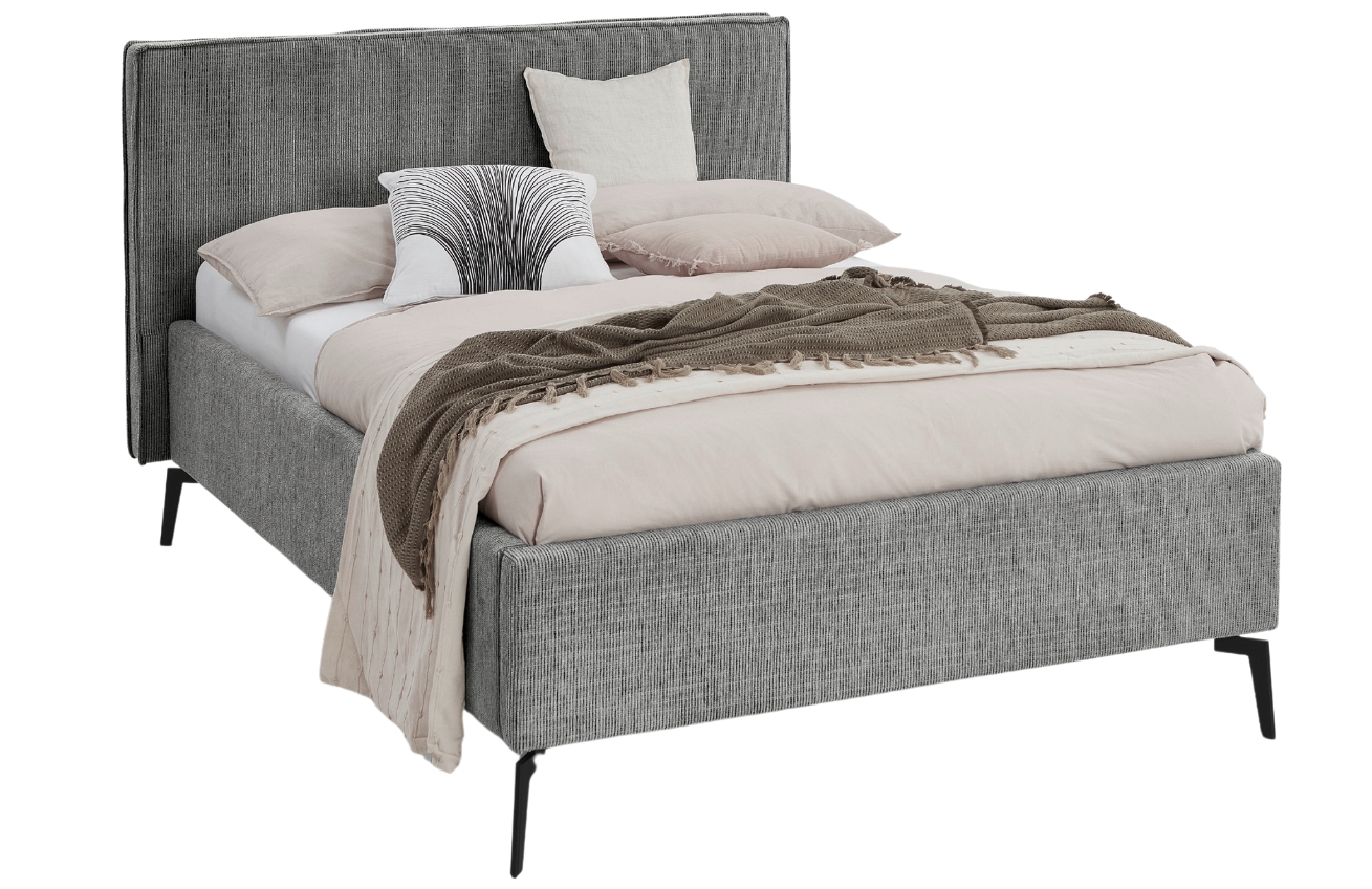 Šedá čalouněná dvoulůžková postel Meise Möbel Riva 140 x 200 cm s úložným prostorem Meise Möbel