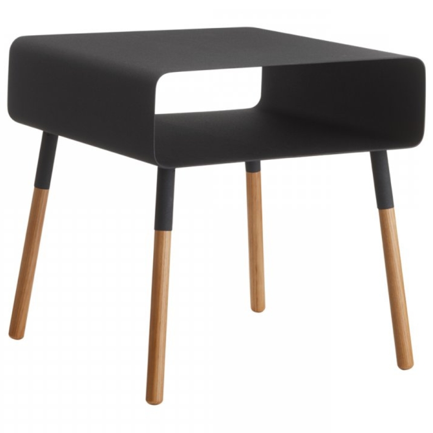 Černý kovový odkládací stolek Yamazaki Plain 35 x 35 cm YAMAZAKI