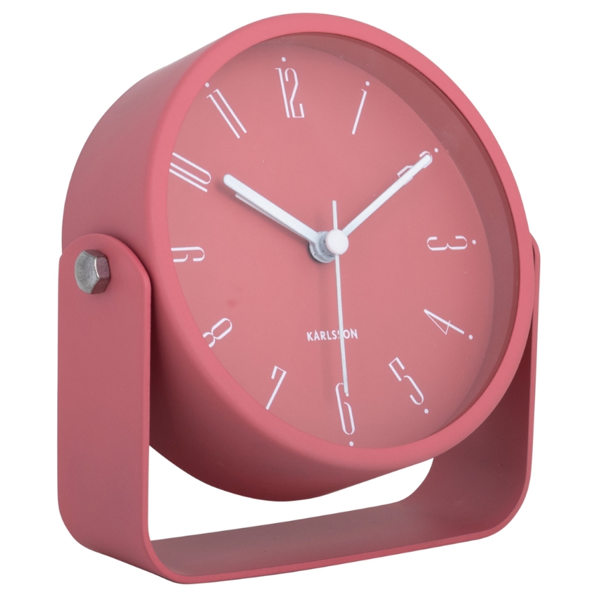 Time for home Růžový kovový budík Grand Time for home