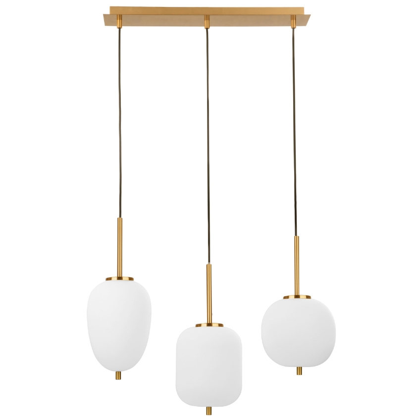 Opálově bílé skleněné závěsné světlo Nova Luce Lato 53 cm s mosazným zavěšením Nova Luce