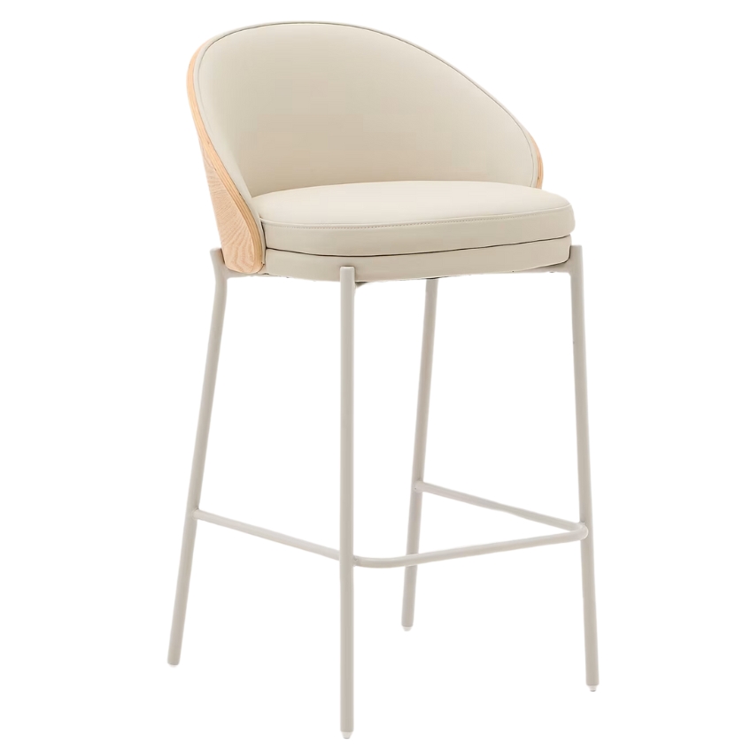 Béžová koženková barová židle Kave Home Eamy 65 cm Kave Home