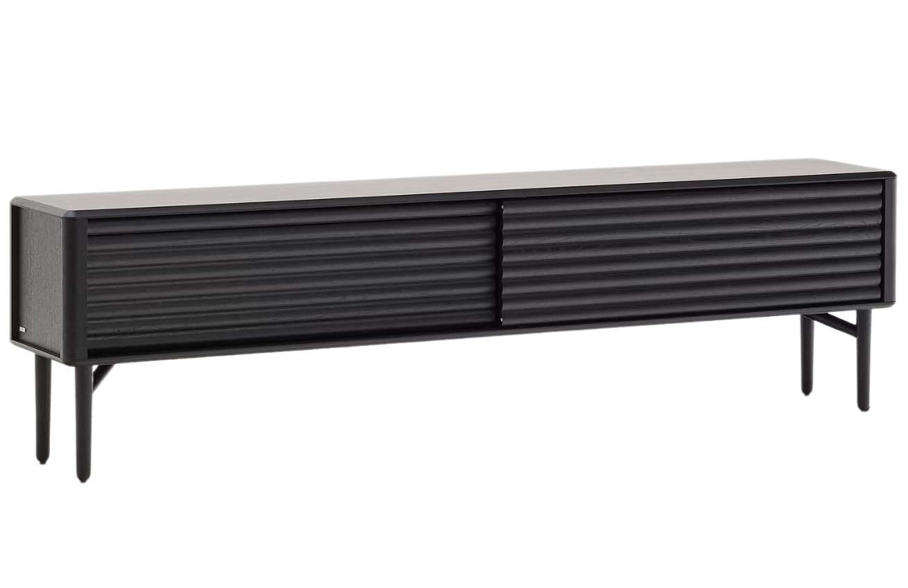 Černý dubový TV stolek Kave Home Lenon 200 x 35 cm Kave Home