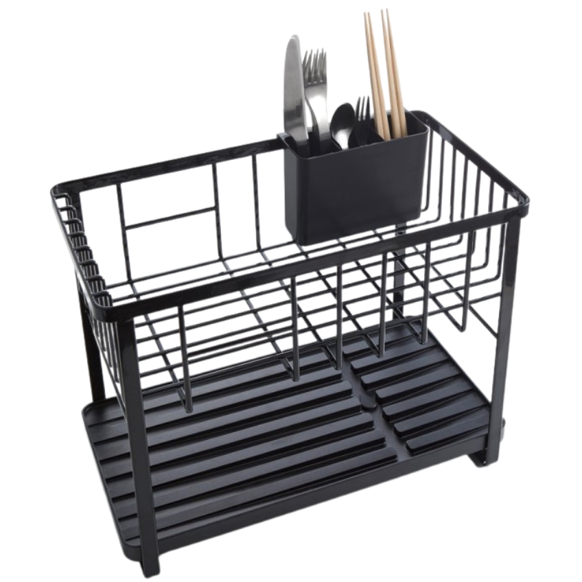 Černý kovový odkapávač Yamazaki Tower 41 x 33 cm YAMAZAKI