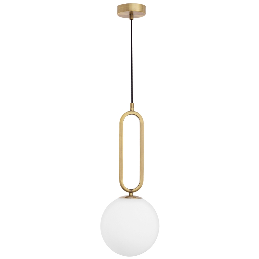 Opálově bílé skleněné závěsné světlo Nova Luce Grus 20 cm se zlatým zavěšením Nova Luce