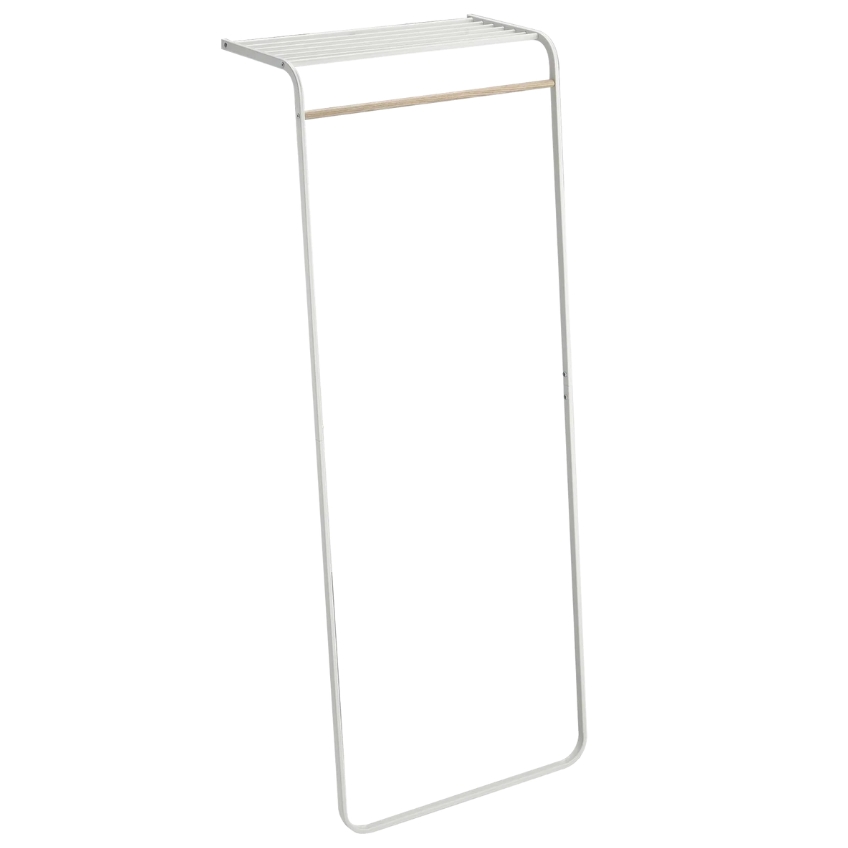 Bílý kovový stojací věšák s policí Yamazaki Tower II. 160 cm YAMAZAKI