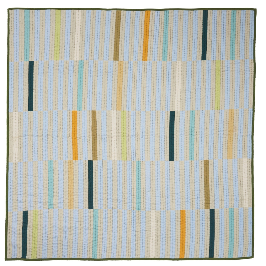 Modro-zelený bavlněný přehoz Hübsch Twist 260 x 260 cm Hübsch