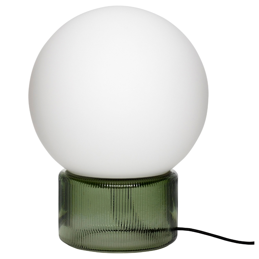 Bílo-zelená skleněná stolní lampa Hübsch Sphere Hübsch