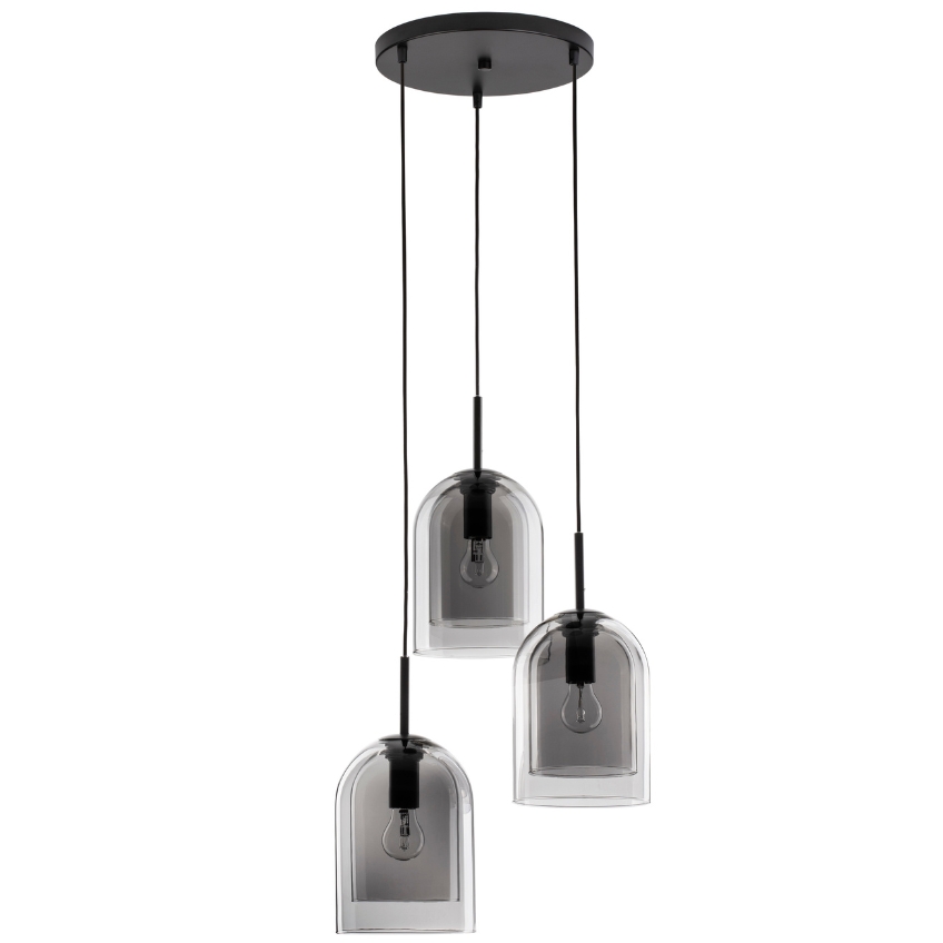 Kouřově šedé skleněné závěsné světlo Nova Luce Velor 30 cm Nova Luce