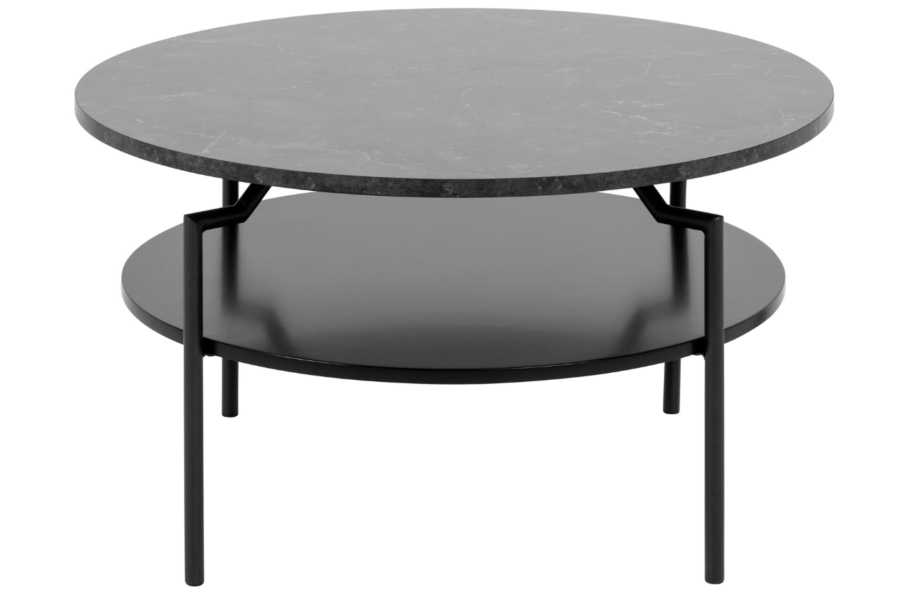 Scandi Černý konferenční stolek Welding 80 cm s mramorovým dekorem Scandi