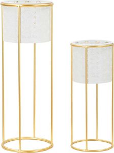 Kovov&eacute; stojany na květiny v sadě 2 ks &oslash; 17 cm (v&yacute;&scaron;ka 46 cm) Whity &ndash; Mauro Ferretti Mauro Ferretti