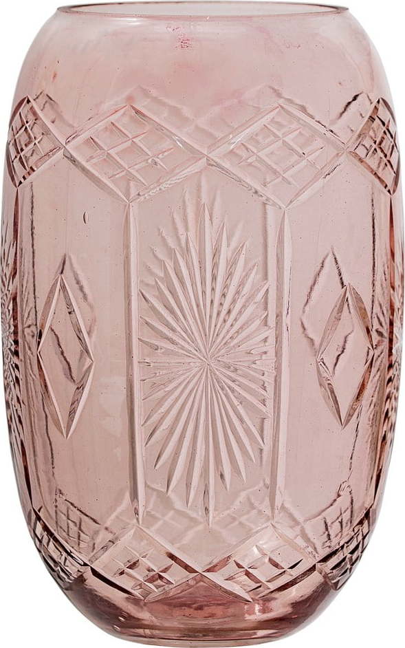 Růžová skleněná váza Bloomingville Ornaments Bloomingville