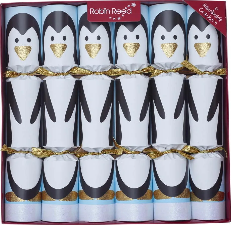 Vánoční crackery v sadě 6 ks Racing Penguin