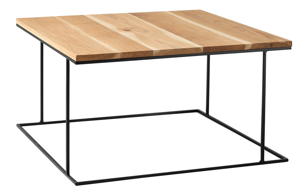 Nordic Design Přírodní masivní konferenční stolek Valter s černou podnoží 80x80 cm Nordic Design