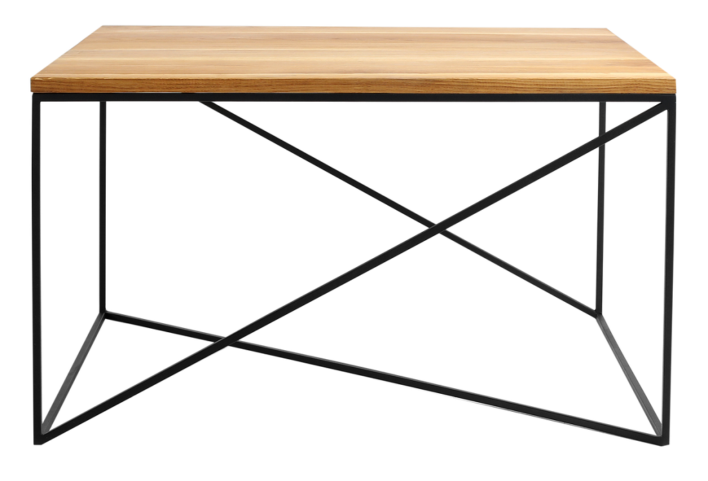 Nordic Design Přírodní masivní konferenční stolek Mountain s černou podnoží 100x100 cm Nordic Design