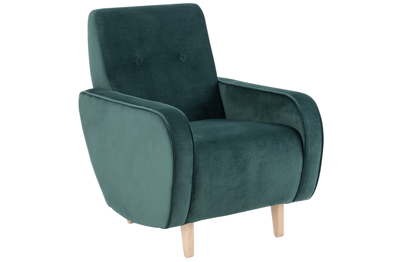 Nordic Design Tmavě zelené sametové křeslo Doble Nordic Design