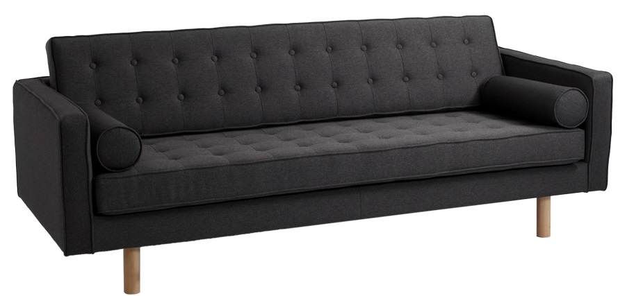 Nordic Design Antracitově šedá látková třímístná rozkládací pohovka Emmet Timber 220 cm Nordic Design