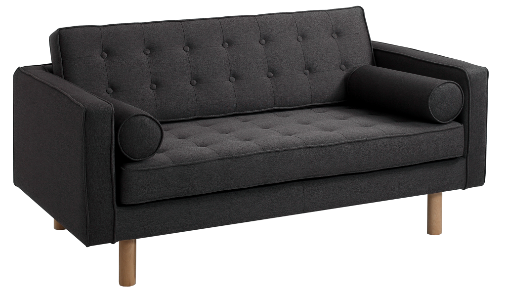 Nordic Design Antracitově šedá látková dvoumístná rozkládací pohovka Emmet Timber 162 cm Nordic Design