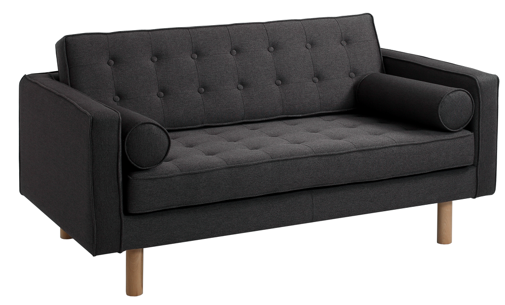 Nordic Design Antracitově šedá látková dvoumístná pohovka Emmet Timber 162 cm Nordic Design