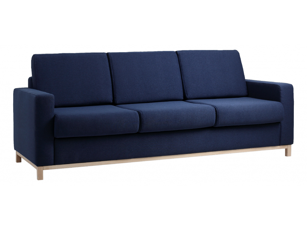 Nordic Design Inkoustově modrá látková třímístná rozkládací pohovka Skandi 215 cm Nordic Design