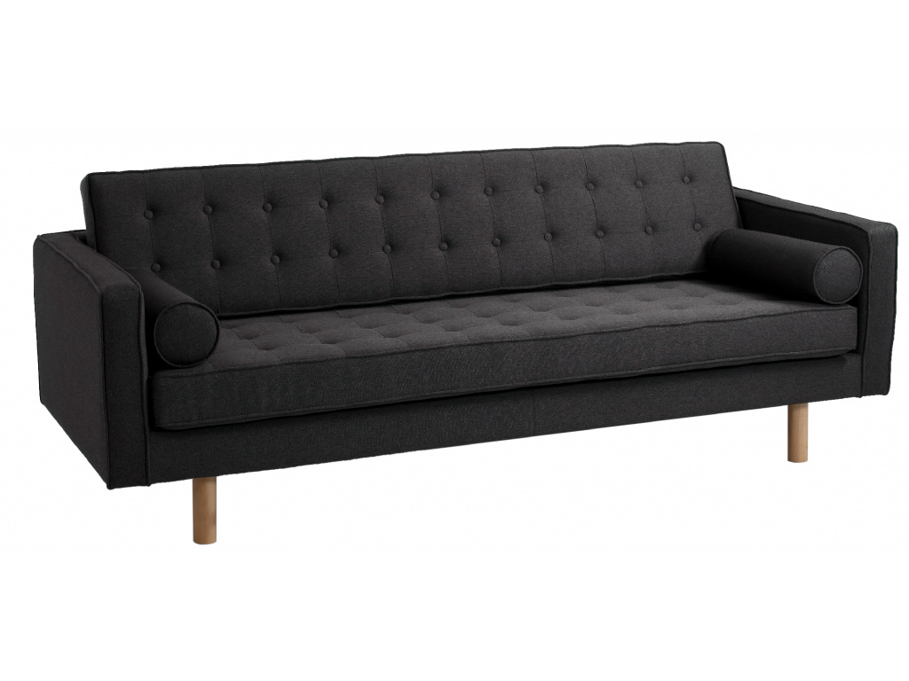 Nordic Design Antracitově šedá látková třímístná pohovka Emmet Timber 220 cm Nordic Design