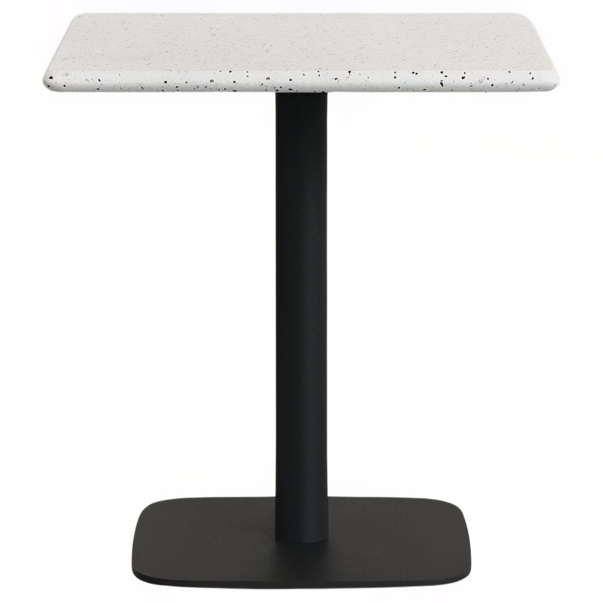 Bílý terrazzo zahradní stůl Kave Home Saura 70 x 70 cm s černou podnoží Kave Home
