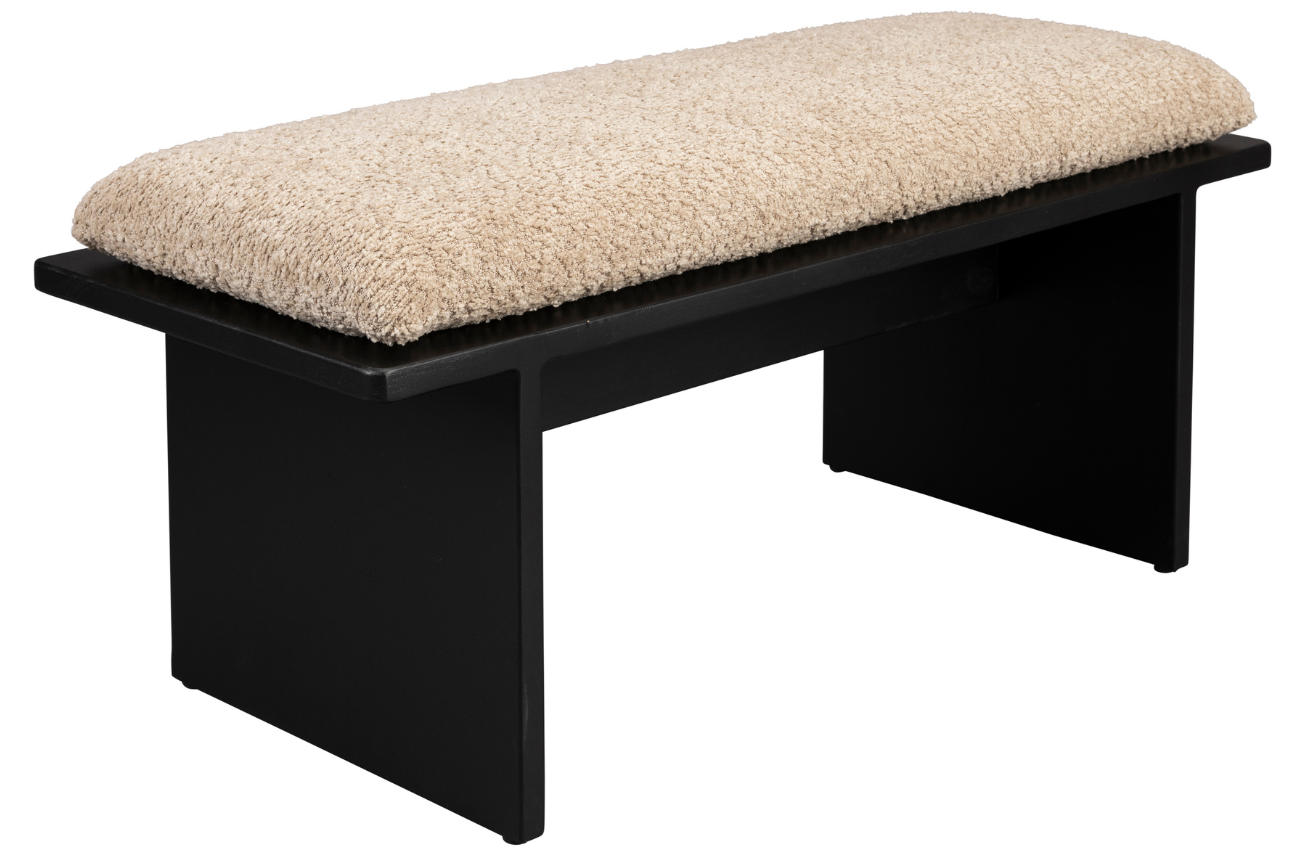 Černo-béžová bouclé lavice DUTCHBONE SHIHO 85 x 38 cm Dutchbone