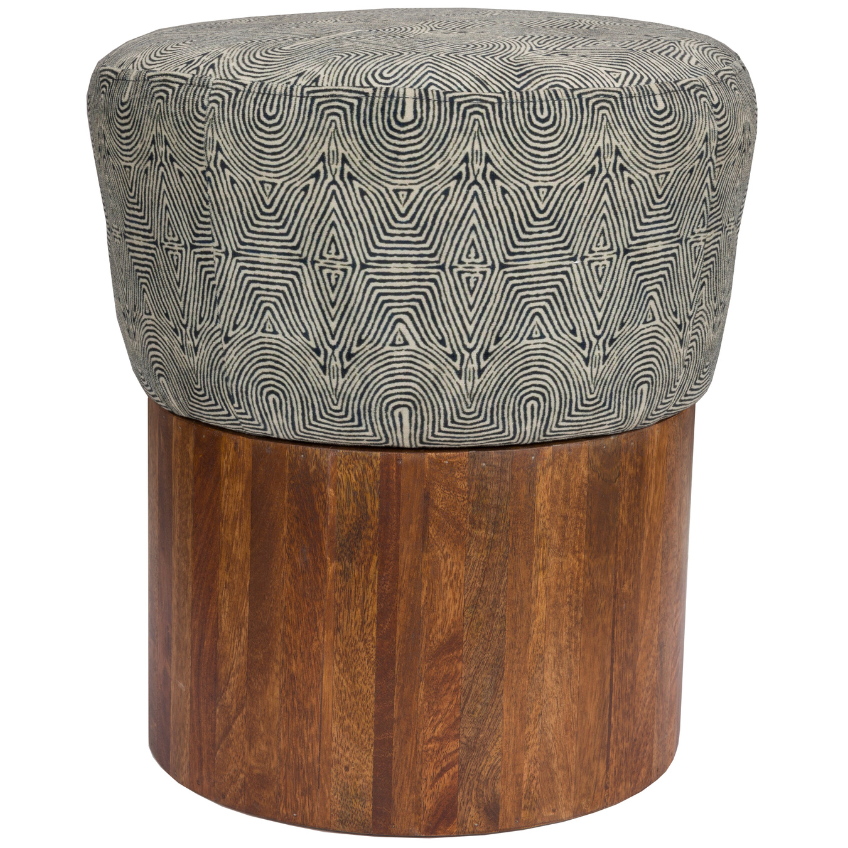 Černo-bílý čalouněný taburet DUTCHBONE FRAGMENT 40 cm Dutchbone