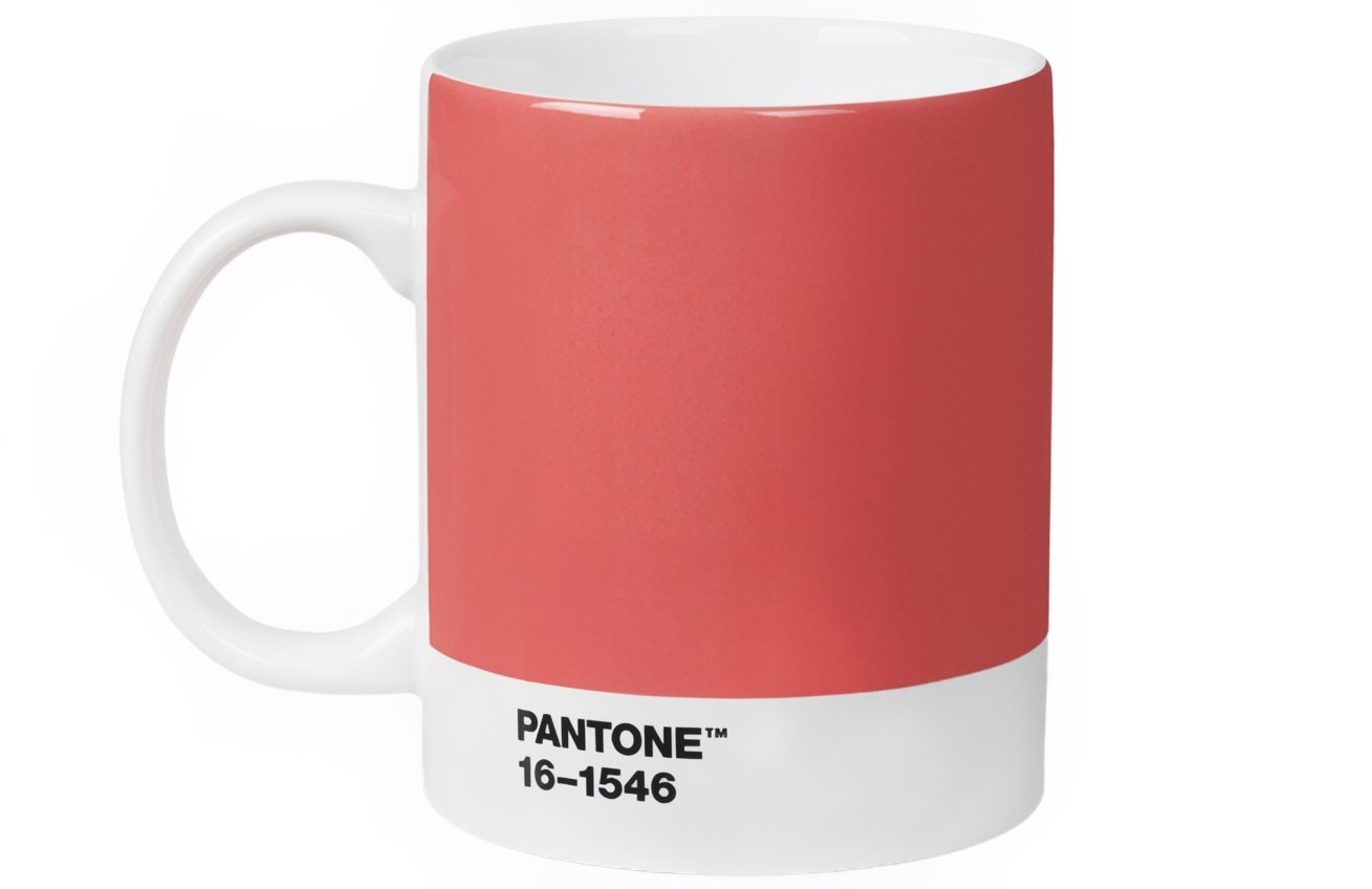 Korálově červený porcelánový hrnek Pantone Living Coral 16-1546 375 ml Pantone