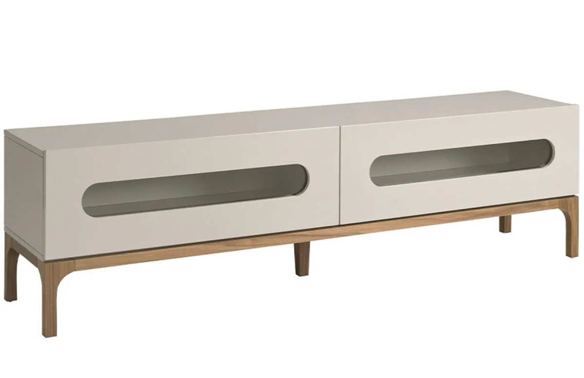 Šedý lakovaný TV stolek Angel Cerdá No. 3242, 180 x 41 cm