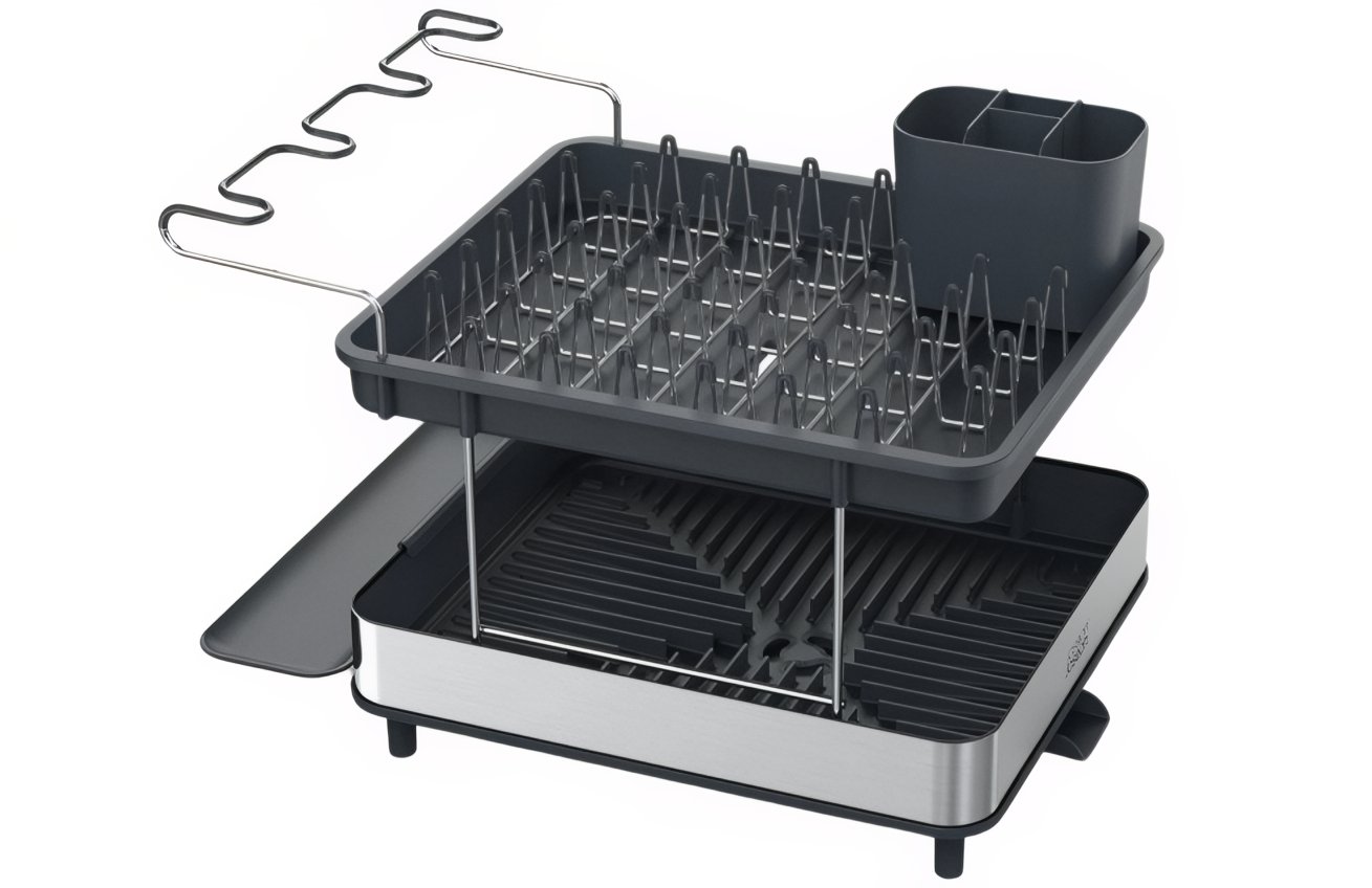 Joseph Joseph Tmavě šedý dvoupatrový odkapávač na nádobí Extend Steel Joseph Joseph