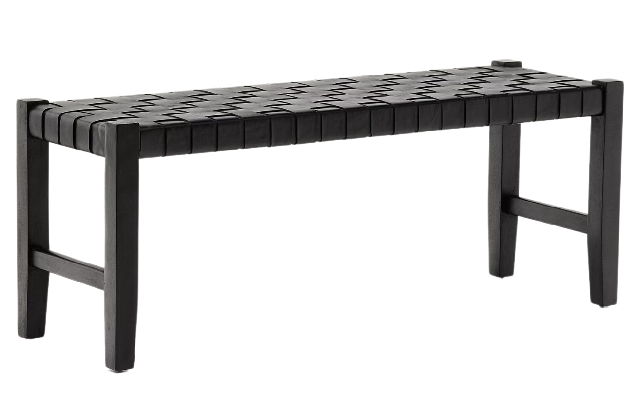 Černá kožená lavice Kave Home Calixta 120 cm Kave Home