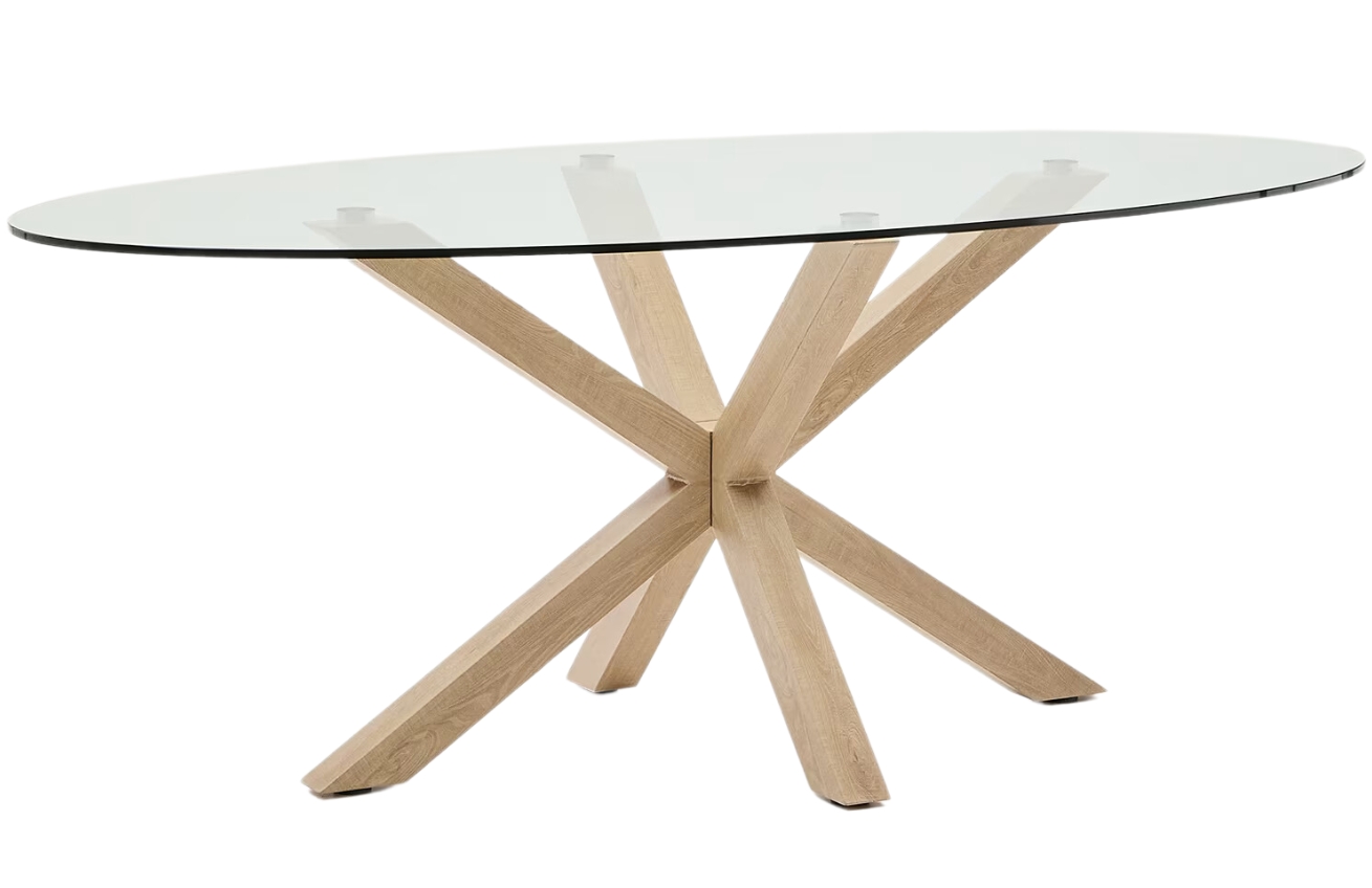 Skleněný jídelní stůl Kave Home Argo II. 200 x 100 cm s přírodní kovovou podnoží Kave Home