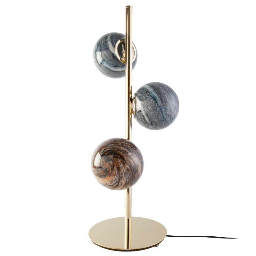 Zlatá kovová stolní lampa Angel Cerdá No. 8065 se skleněnými stínidly Angel Cerdá