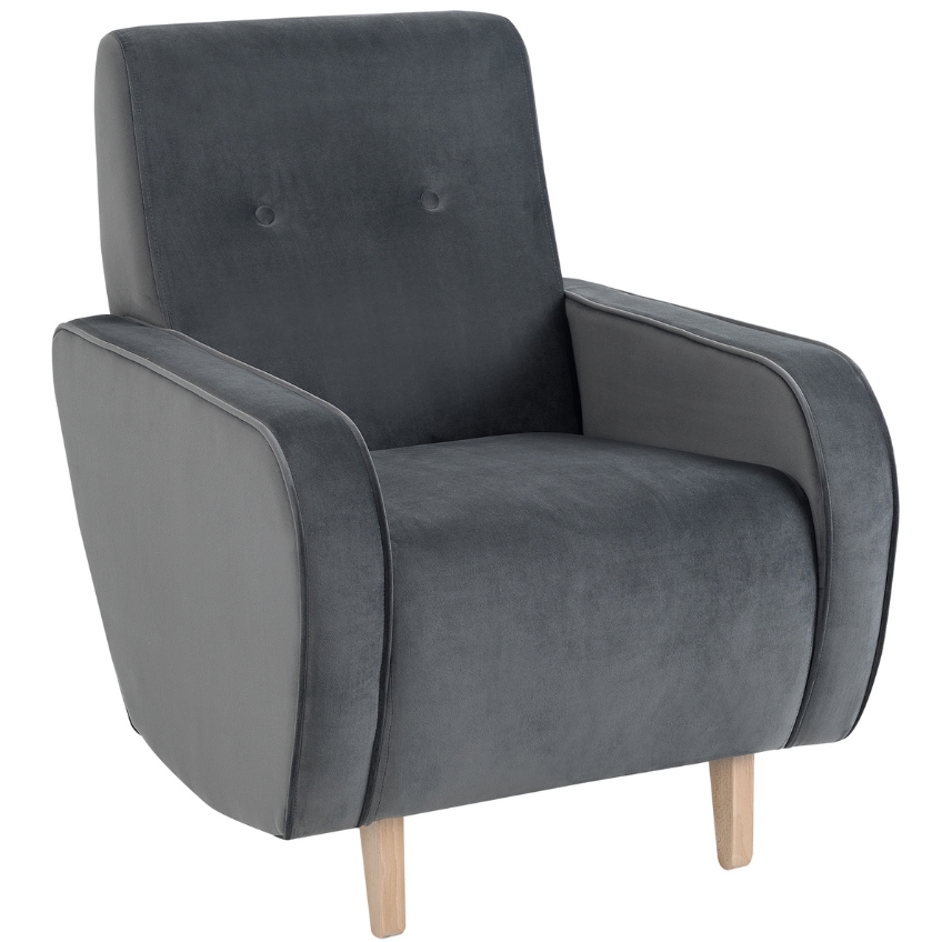 Nordic Design Tmavě šedé sametové křeslo Doble Nordic Design