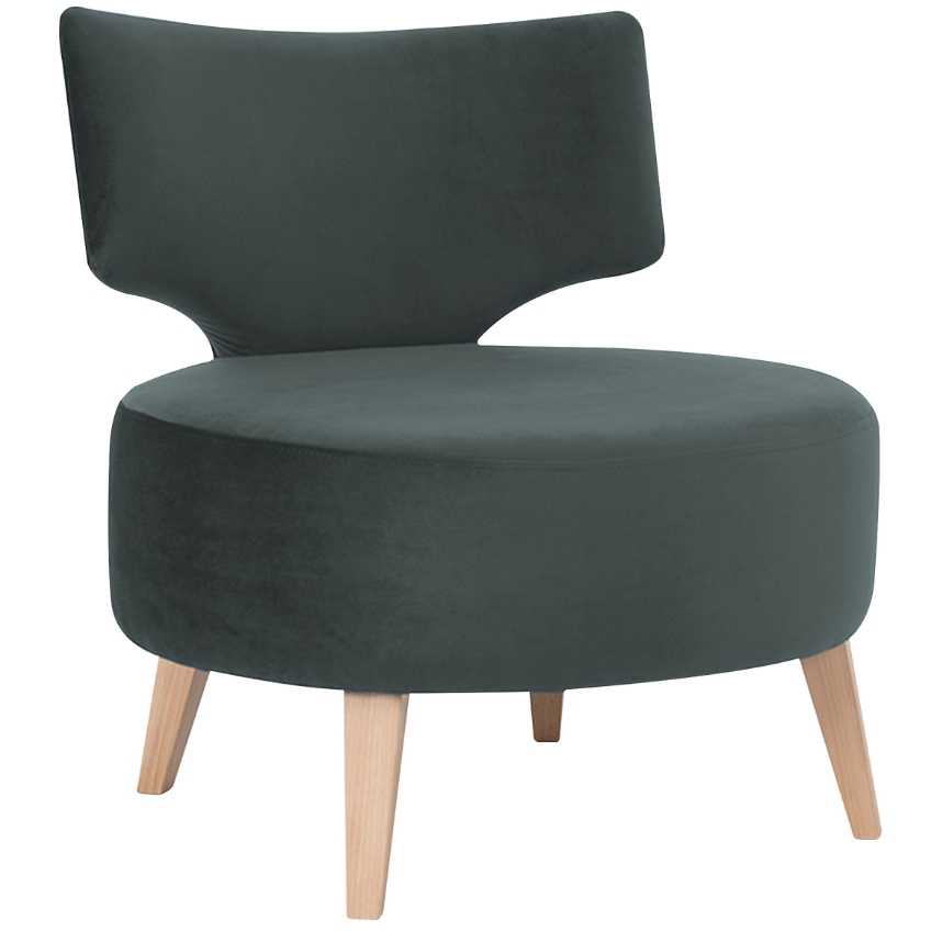 Nordic Design Tmavě šedé sametové křeslo Full Nordic Design