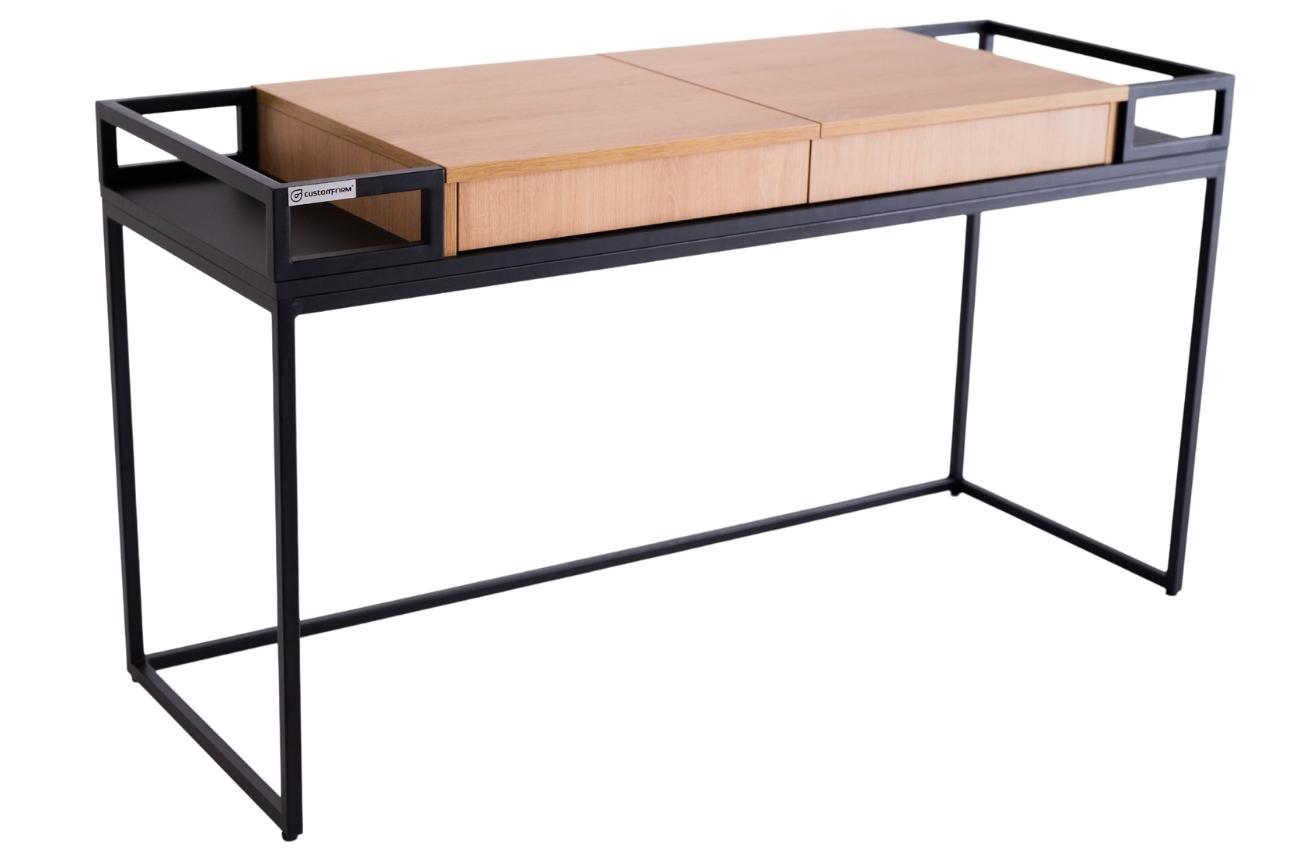 Nordic Design Černý kovový toaletní stolek Femini 140 x 50 cm s dubovou deskou Nordic Design