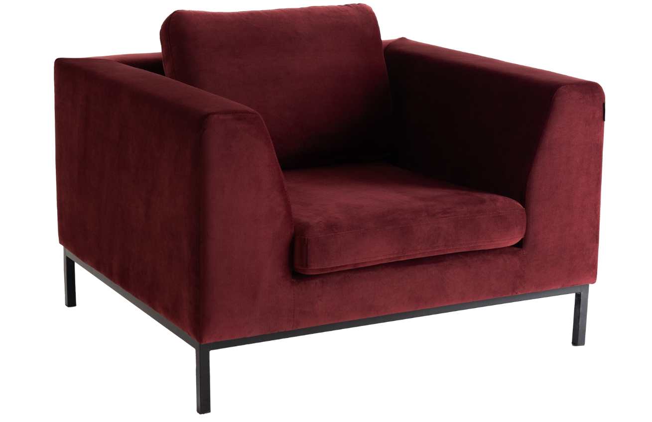 Nordic Design Vínově červené sametové křeslo Samara Nordic Design