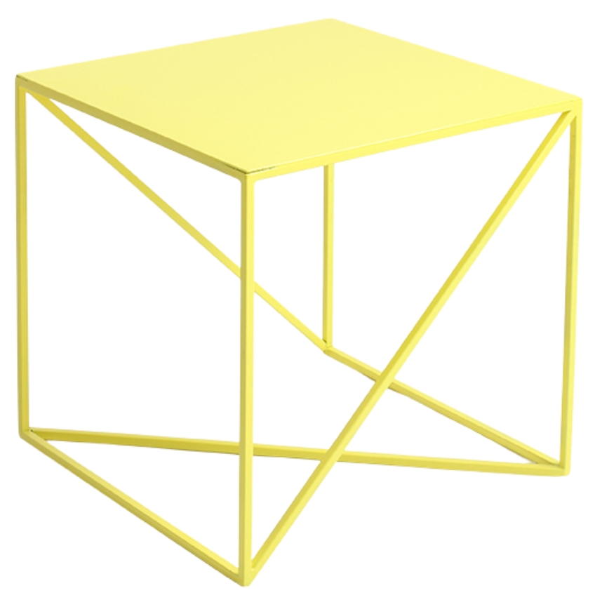 Nordic Design Žlutý kovový konferenční stolek Mountain 50 x 50 cm Nordic Design