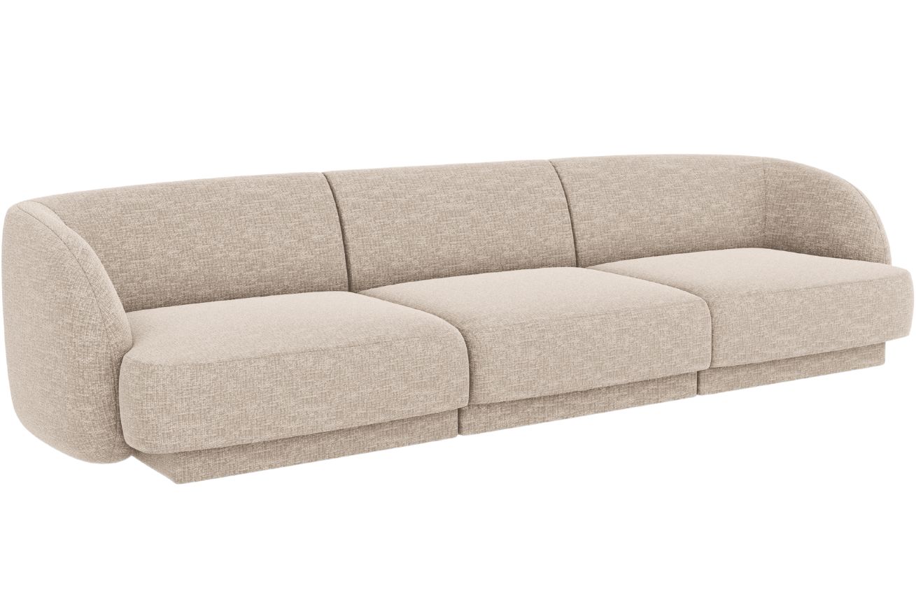 Béžová žinylková trojmístná pohovka MICADONI Miley 255 cm Micadoni