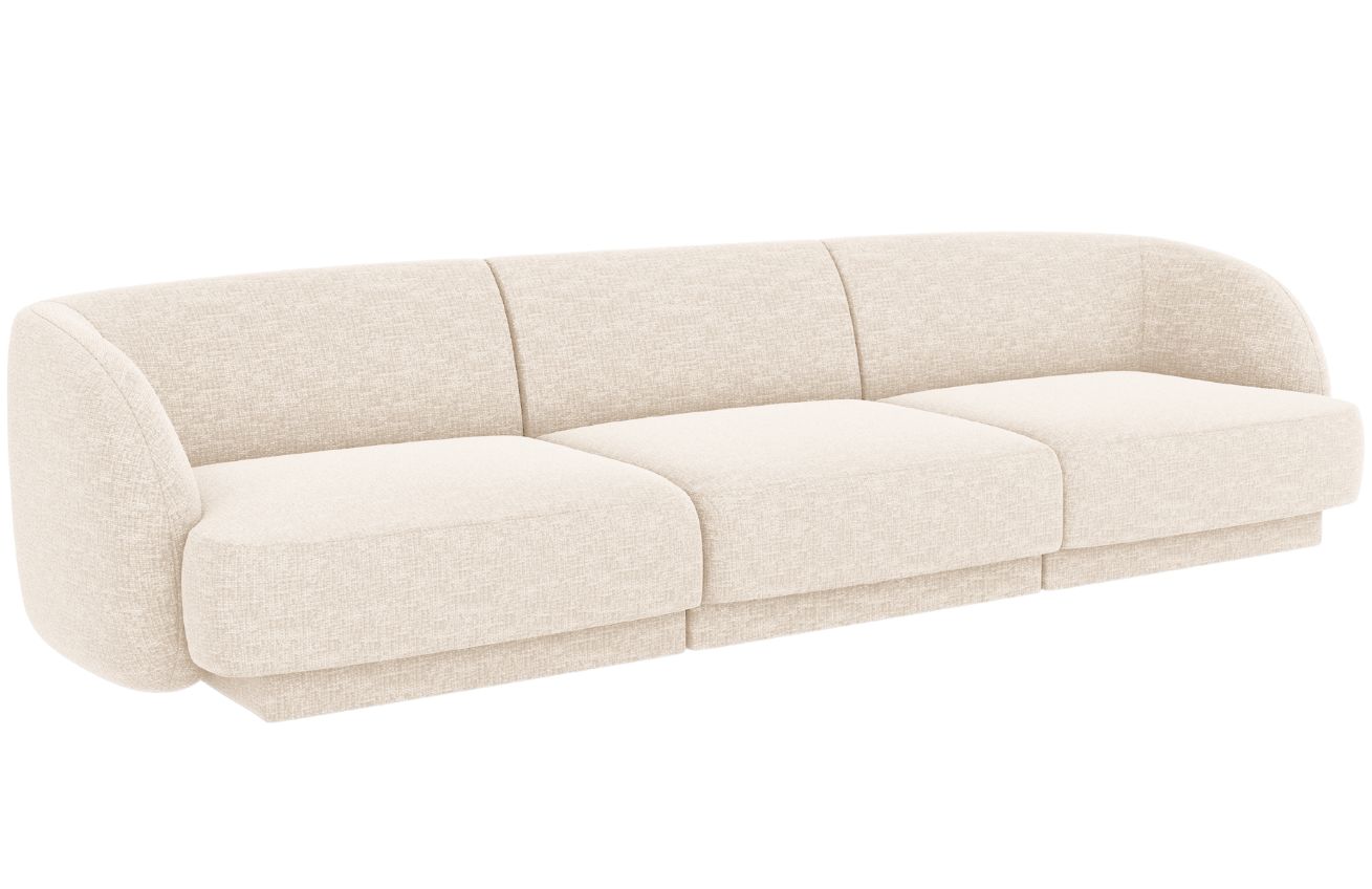 Bílá žinylková trojmístná pohovka MICADONI Miley 255 cm Micadoni