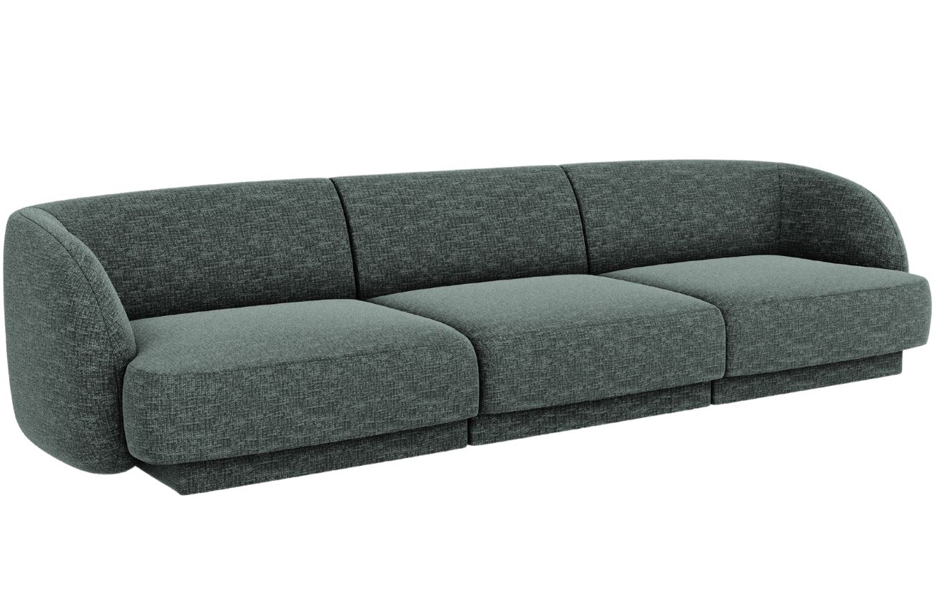 Zelená žinylková trojmístná pohovka MICADONI Miley 255 cm Micadoni