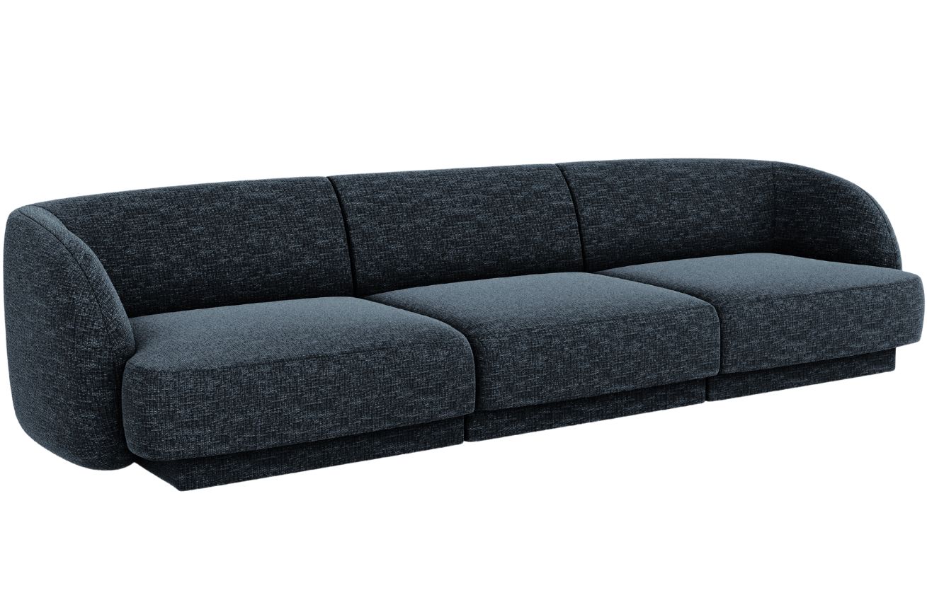 Modrá žinylková trojmístná pohovka MICADONI Miley 255 cm Micadoni