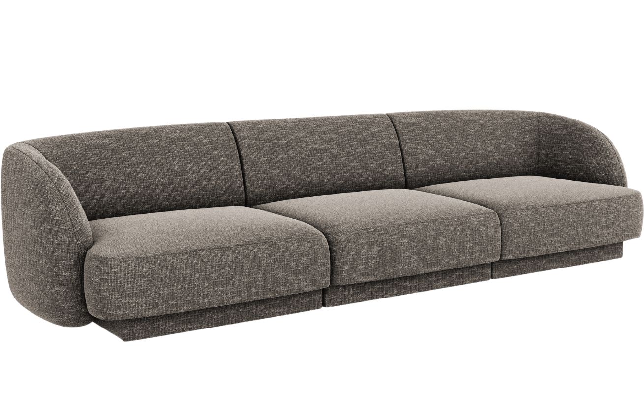 Šedá žinylková trojmístná pohovka MICADONI Miley 255 cm Micadoni