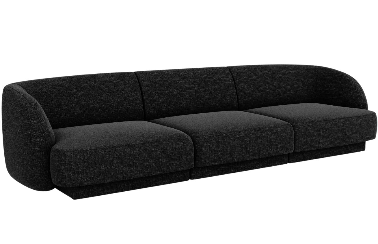 Černá žinylková trojmístná pohovka MICADONI Miley 255 cm Micadoni