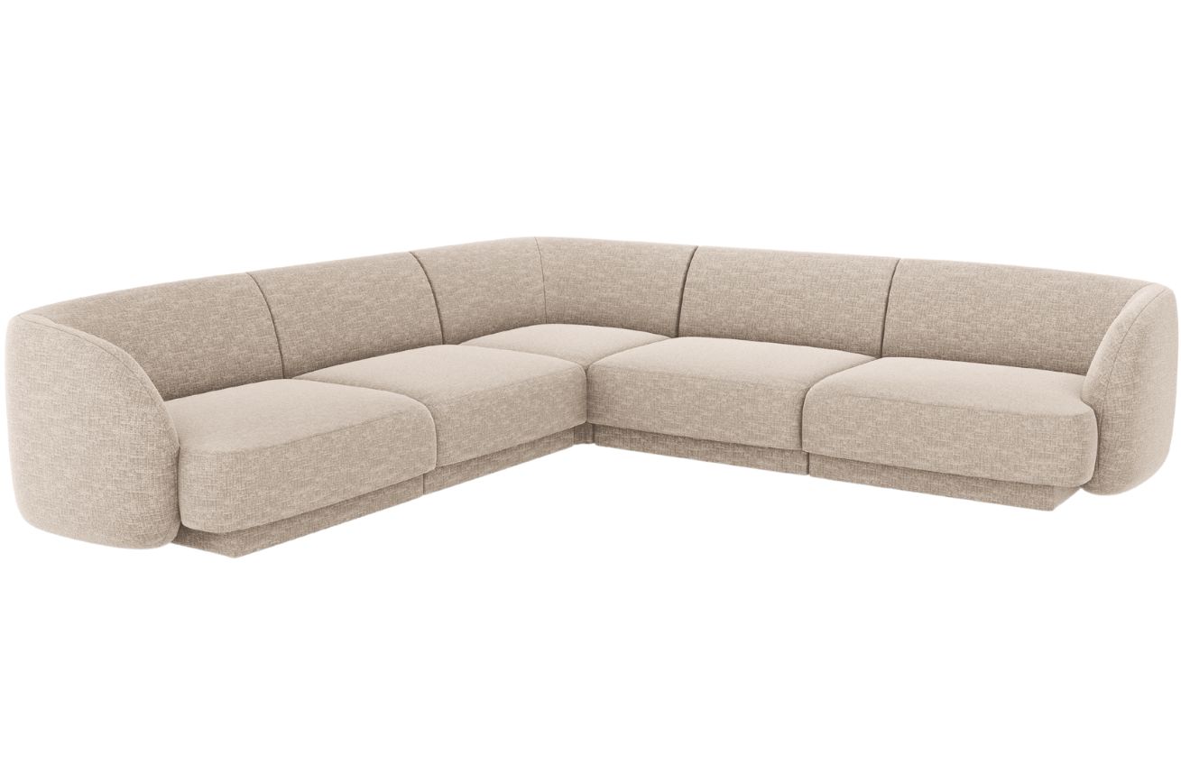 Béžová žinylková rohová pohovka MICADONI Miley 255 cm Micadoni